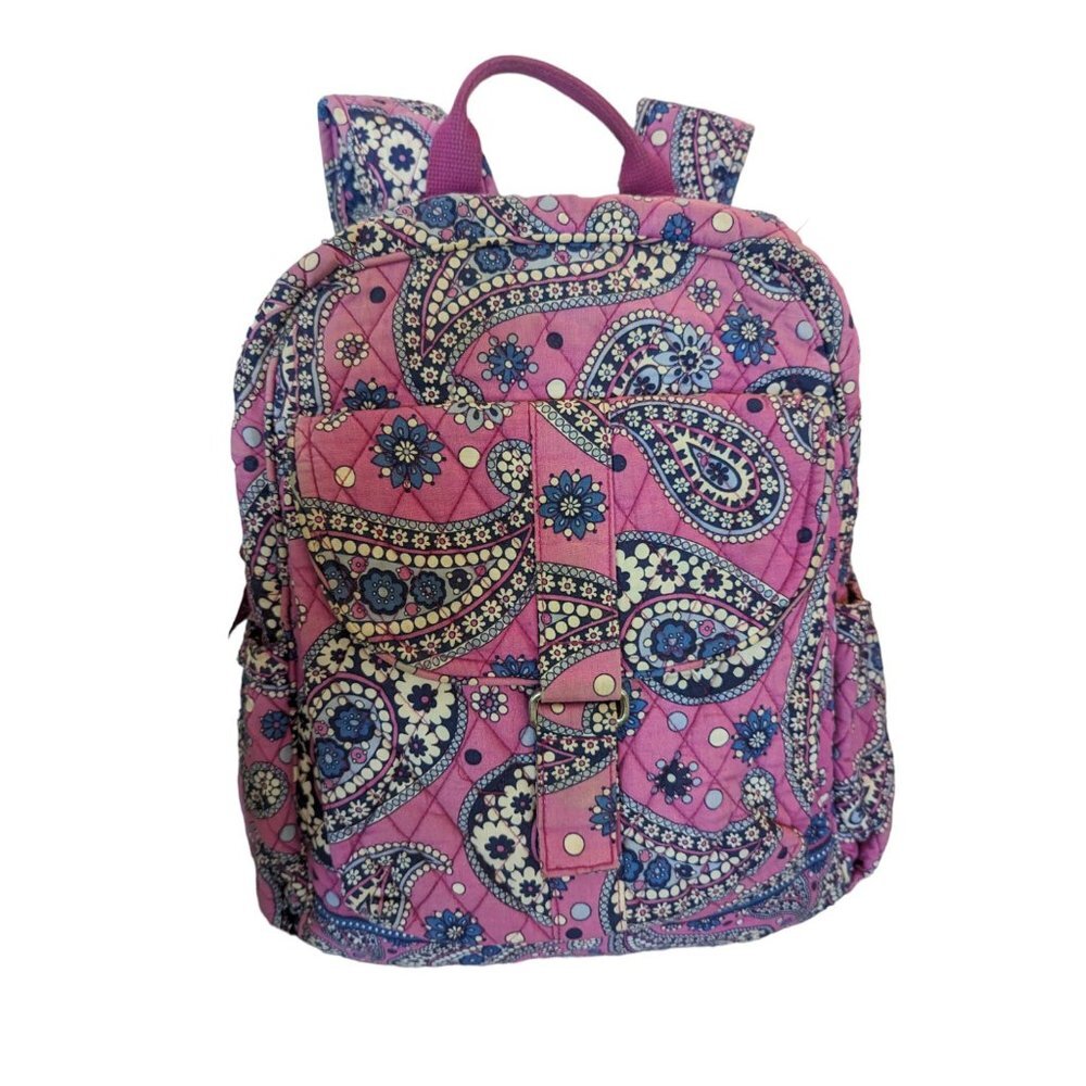 Vera Bradley Backpack Boysenberry Paisley Quilted Pink Blue - Picture 7 of 16